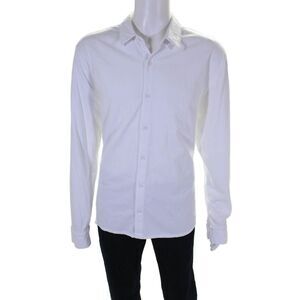 Leonard Frisbie Mens Button Front Collared Long Sleeve Shirt White Size XL